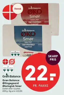 SPAR Grøn Balance Øllingegaard Økologisk Smør tilbud
