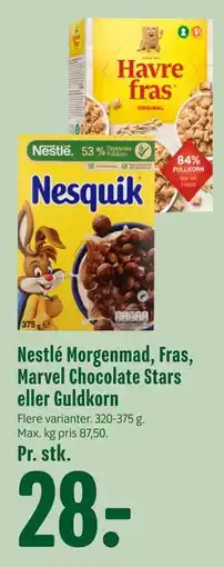 Min Købmand Nestlé Morgenmad, Fras, Marvel Chocolate Stars eller Guldkorn tilbud