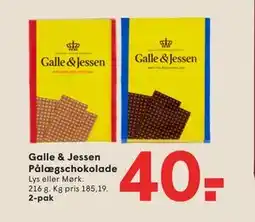 SPAR Galle & Jessen Pålægschokolade tilbud