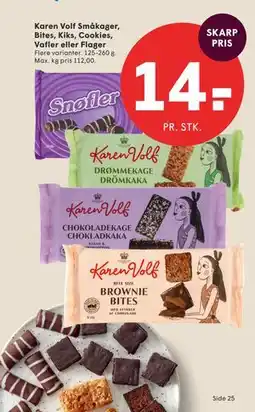 SPAR Karen Volf Småkager, Bites, Kiks, Cookies, Vafler eller Flager tilbud