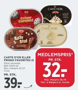MENY CARTE D’OR ELLER FRISKO FAVORITES IS tilbud