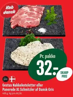 Min Købmand Gestus Nakkekoteletter eller Panerede XL Schnitzler af Dansk Gris tilbud