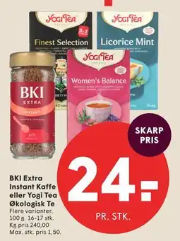 SPAR BKI Extra Instant Kaffe eller Yogi Tea Økologisk Te tilbud