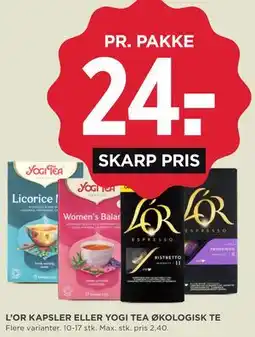 MENY L’OR KAPSLER ELLER YOGI TEA ØKOLOGISK TE tilbud