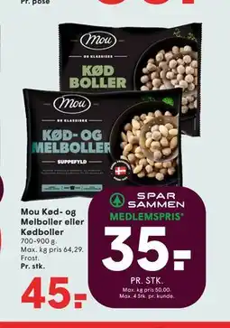SPAR Mou Kød- og Melboller eller Kødboller tilbud