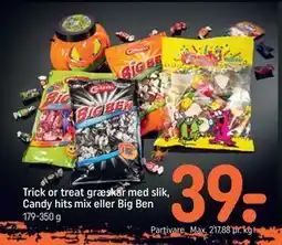 REMA 1000 Trick or treat græskar med slik, Candy hits mix eller Big Ben tilbud