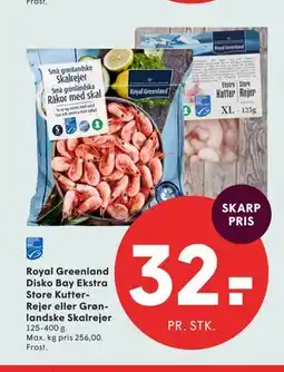 SPAR Royal Greenland Disko Bay Ekstra Store Kutter-Rejer eller Grønlandske Skalrejer tilbud