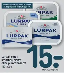 REMA 1000 Lurpak smør, smørbar, pisket eller plantebaseret tilbud
