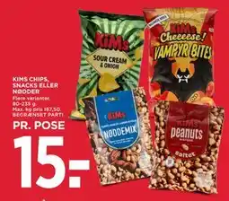 MENY KIMS CHIPS, SNACKS ELLER NØDDER tilbud