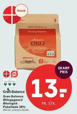 SPAR Grøn Balance Øllingegaard Økologisk Piskefløde 38% tilbud