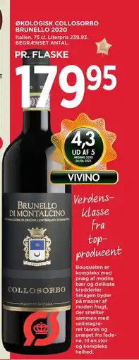 MENY ØKOLOGISK COLLOSORBO BRUNELLO 2020 tilbud
