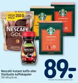 REMA 1000 Nescafé instant kaffe eller Starbucks kaffekapsler tilbud