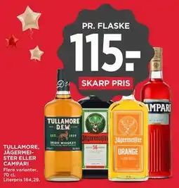 MENY TULLAMORE, JÄGERMEISTER ELLER CAMPARI tilbud