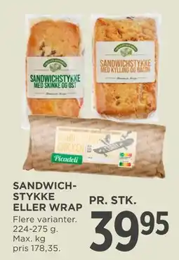 MENY SANDWICHSTYKKE ELLER WRAP tilbud