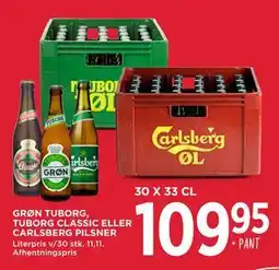 MENY GRØN TUBORG, TUBORG CLASSIC ELLER CARLSBERG PILSNER tilbud