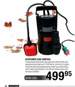 Land & Fritid DYKPUMPE KGK GWP550 tilbud