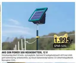 Land & Fritid AKO SUN POWER 500 HEGNSBATTERI, 12 V tilbud