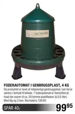 Land & Fritid FODERAUTOMAT I GENBRUGSPLAST, 4 KG tilbud