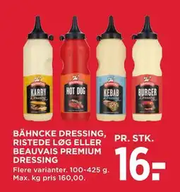 MENY BÄHNCKE DRESSING, RISTEDE LØG ELLER BEAUVAIS PREMIUM DRESSING tilbud
