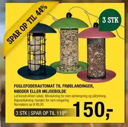 Land & Fritid FUGLEFODERAUTOMAT TIL FRØBLANDINGER, NØDDER ELLER MEJSEBOLDE tilbud