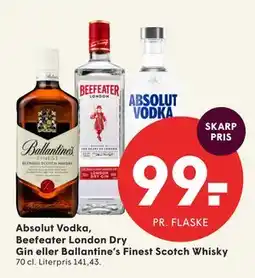 SPAR Absolut Vodka, Beefeater London Dry Gin eller Ballantine’s Finest Scotch Whisky tilbud