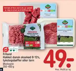 REMA 1000 Friland Hakket dansk oksekød 8-12%, tykstegsbøffer eller tern tilbud