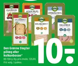 Coop 365 Den Grønne Slagter pålæg eller kalkunbacon tilbud