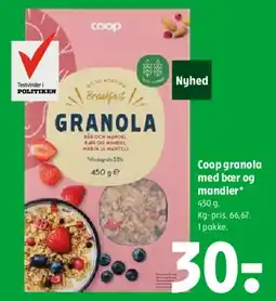 Coop 365 Coop Granola med bær og mandler tilbud