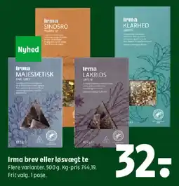Coop 365 Irma brev eller løsvægt te tilbud