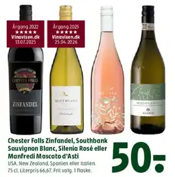 Coop 365 Chester Falls Zinfandel, Southbank Sauvignon Blanc, Selenia Rosé eller Manfredi Moscato d'Asti tilbud