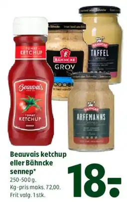 Coop 365 Beauvais ketchup eller Bähncke sennep tilbud