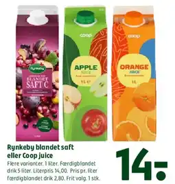 Coop 365 Rynkeby blandet saft eller Coop juice tilbud