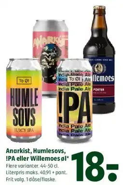 Coop 365 Anarkist, Humlesovs, IPA eller Willemoes øl tilbud