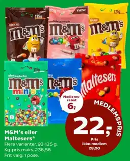 Coop 365 M&M's eller Maltesers tilbud
