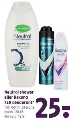 Coop 365 Neutral shower eller Rexona 72H deodorant tilbud
