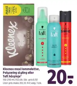 Coop 365 Kleenex maxi lommetørk / Polyswing styling / Taft hårpleje tilbud