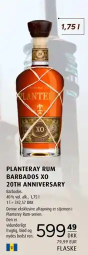 Scandinavian Park Planteray Rum Barbados Xo 20th Anniversary tilbud
