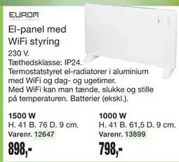 Harald Nyborg EUROM El-panel med WiFi styring tilbud