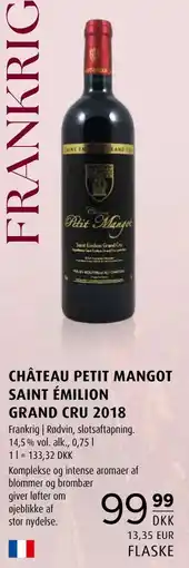 Scandinavian Park CHÂTEAU PETIT MANGOT SAINT ÉMILION GRAND CRU 2018 tilbud