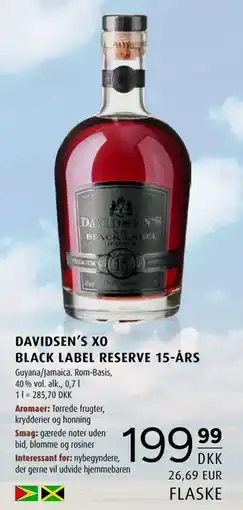 Scandinavian Park DAVIDSEN’S XO BLACK LABEL RESERVE 15-ÅRS tilbud