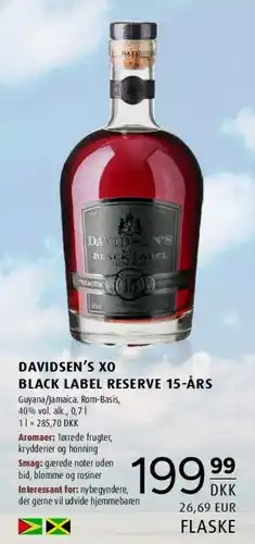 Scandinavian Park DAVIDSEN'S XO Black Label Reserve 15-Års tilbud