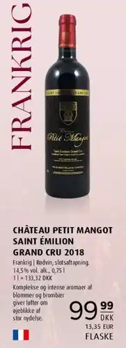 Scandinavian Park Château Petit Mangot Saint-Émilion Grand Cru 2018 tilbud