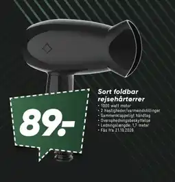 Bilka Sort foldbar rejsehårtørrer tilbud