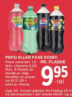 MENY Pepsi eller Faxe Kondi tilbud