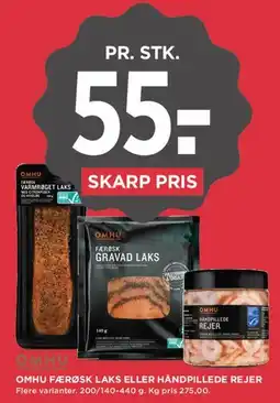 MENY Omhu færøsk laks eller håndpillede rejer tilbud