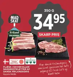 MENY Flæsk i skiver eller nakkekoteletter af dansk Frilandgris tilbud