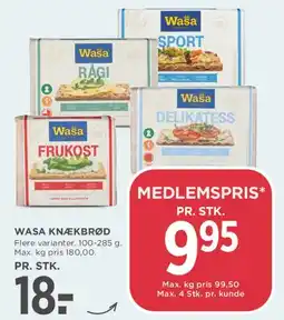 MENY Wasa knækbrød tilbud
