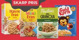 MENY Paulúns granola, Fras, Marvel Chocolate Stars eller Guldkorn tilbud