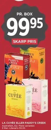 MENY La Cuvée / Paddy's Creek (bag-in-box) tilbud