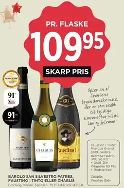 MENY Barolo San Silvestro Patres, Faustino I Tinto eller Chablis tilbud